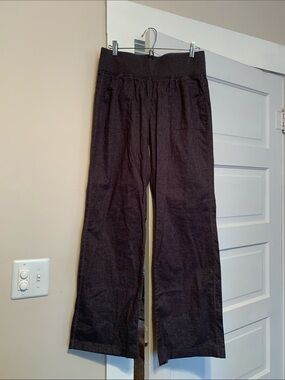 Prana Hemp Wide Leg Grey Pants with Wide Waistband